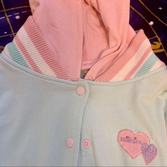 milklim pastel bomber reversible jacket button up - Picture 2 of 5